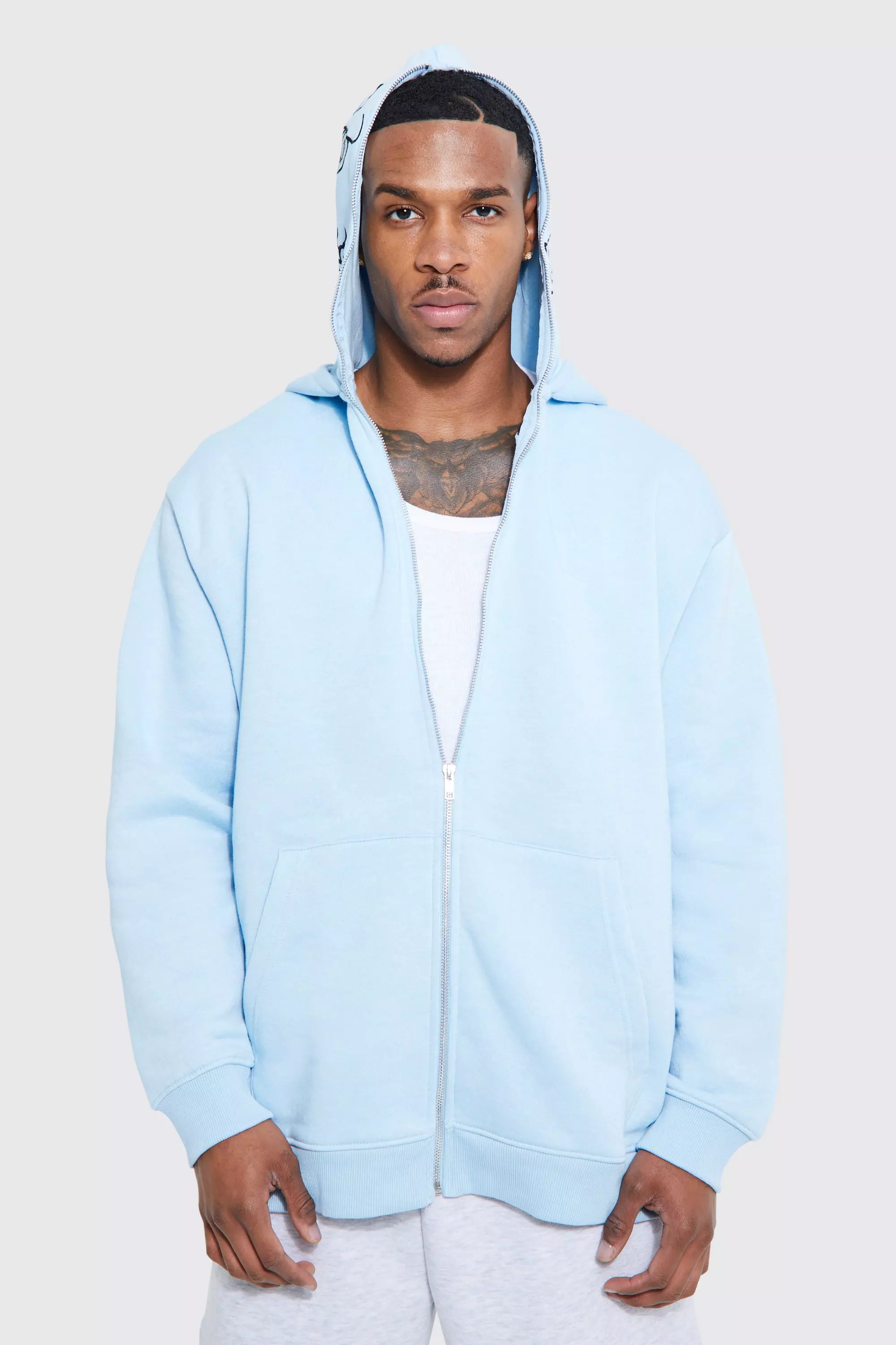 Light blue 2024 zipper hoodie